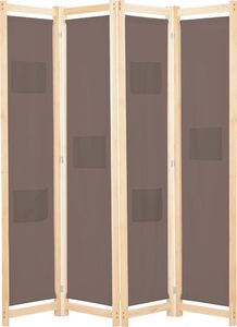 vidaXL Parawan 4-panelowy, brązowy, 160x170x4 cm, tkanina 1