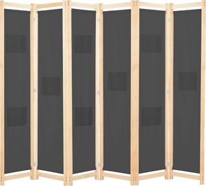 vidaXL Parawan 6-panelowy, szary, 240 x 170 x 4 cm, tkanina 1