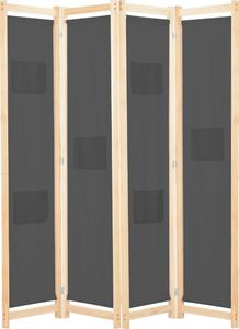 vidaXL Parawan 4-panelowy, szary, 160x170x4 cm, tkanina 1