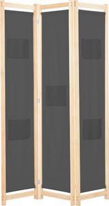 vidaXL Parawan 3-panelowy, szary, 120x170x4 cm, tkanina 1