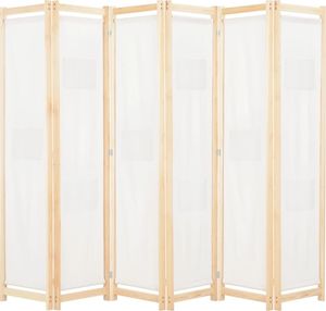 vidaXL Parawan 6-panelowy, kremowy, 240 x 170 x 4 cm, tkanina 1