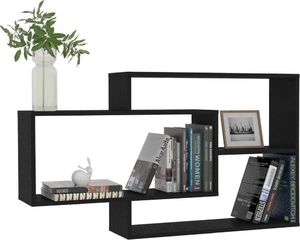 vidaXL Półki ścienne, czarne, 104x24x60 cm, płyta wiórowa 3
