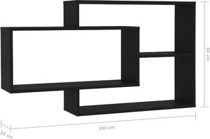 vidaXL Półki ścienne, czarne, 104x24x60 cm, płyta wiórowa 6