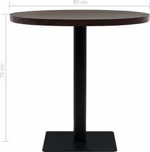 vidaXL Stolik bistro z MDF, stalowa podstawa, 80x75 cm, ciemny jesion 6