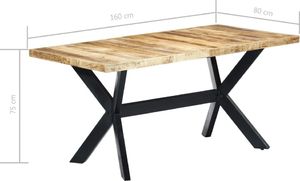 vidaXL Stół jadalniany, 160 x 80 x 75 cm, lite surowe drewno mango 7