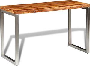 vidaXL Stół lub biurko z drewna sheesham z metalowymi nogami 3