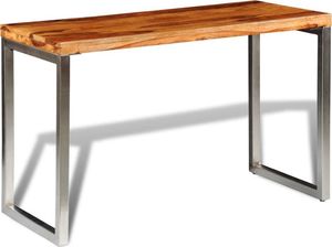 vidaXL Stół lub biurko z drewna sheesham z metalowymi nogami 4