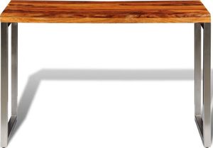 vidaXL Stół lub biurko z drewna sheesham z metalowymi nogami 5