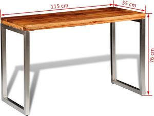 vidaXL Stół lub biurko z drewna sheesham z metalowymi nogami 7