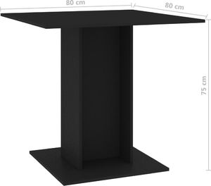 vidaXL Stół jadalniany, czarny, 80 x 80 x 75 cm, płyta wiórowa 6