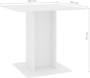 vidaXL Stół jadalniany, biały, 80 x 80 x 75 cm, płyta wiórowa 6