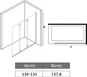 Parawan nawannowy vidaXL Składana kabina prysznicowa, 3 panele, ESG, 130 x 138 cm 8