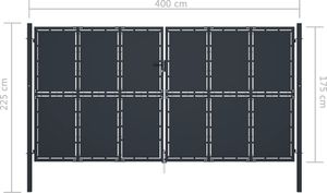 vidaXL Brama ogrodzeniowa, stal, 400 x 175 cm, antracytowa 5