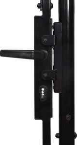 vidaXL Brama jednoskrzydłowa z grotami, stal, 1x1 m, czarna 4