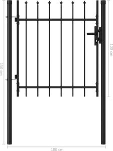 vidaXL Brama jednoskrzydłowa z grotami, stal, 1x1 m, czarna 5