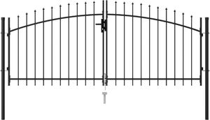vidaXL Brama dwuskrzydłowa z grotami, stalowa, 3x1,25 m, czarna 1