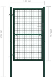 vidaXL Furtka ogrodzeniowa, stalowa, 100 x 150 cm, zielona 5