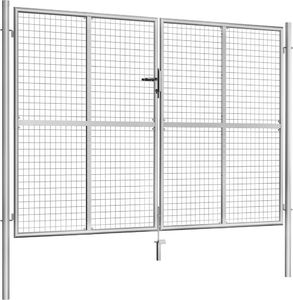 vidaXL Brama ogrodowa, galwanizowana stal, 306x225 cm, srebrna 2