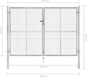 vidaXL Brama ogrodowa, galwanizowana stal, 306x225 cm, srebrna 5