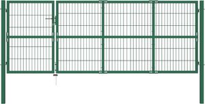 vidaXL Brama ogrodzeniowa ze słupkami, 350 x 120 cm, stalowa, zielona 1