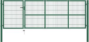 vidaXL Brama ogrodzeniowa ze słupkami, 350 x 100 cm, stalowa, zielona 1