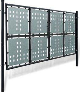 vidaXL Podwójna furtka ogrodzeniowa 300 x 225 cm, czarna 2