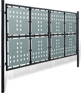vidaXL Podwójna furtka ogrodzeniowa 300 x 200 cm, czarna 2