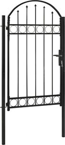 vidaXL Furtka ogrodzeniowa, zaokrąglona, 100x175 cm, czarna 2