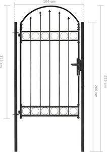 vidaXL Furtka ogrodzeniowa, zaokrąglona, 100x175 cm, czarna 5
