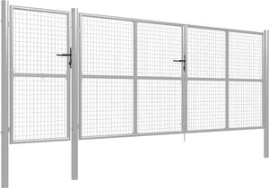 vidaXL Brama ogrodzeniowa, stalowa, 500 x 150 cm, srebrna 2