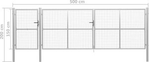 vidaXL Brama ogrodzeniowa, stalowa, 500 x 150 cm, srebrna 5