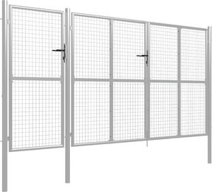 vidaXL Brama ogrodzeniowa, stalowa, 400 x 150 cm, srebrna 2