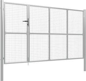 vidaXL Brama ogrodzeniowa, stalowa, 350 x 150 cm, srebrna 2