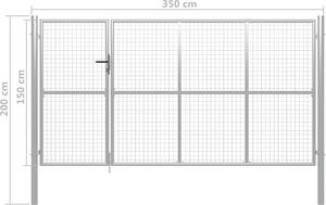 vidaXL Brama ogrodzeniowa, stalowa, 350 x 150 cm, srebrna 5