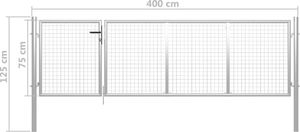 vidaXL Brama ogrodzeniowa, stalowa, 350 x 75 cm, srebrna 5