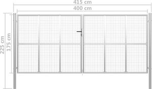 vidaXL Brama ogrodowa, galwanizowana stal, 415x225 cm, srebrna 5