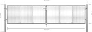 vidaXL Brama ogrodowa, galwanizowana stal, 415x125 cm, srebrna 5
