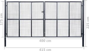 vidaXL Brama ogrodowa z siatki, galwanizowana stal, 400x175 cm, szara 6