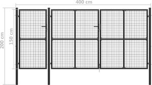 vidaXL Brama ogrodzeniowa, stalowa, 400 x 150 cm, antracytowa 5