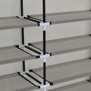 vidaXL Szafka na buty z osłoną, szara, 115x28x110 cm, tkanina 2