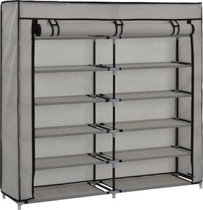 vidaXL Szafka na buty z osłoną, szara, 115x28x110 cm, tkanina 4