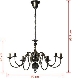 Lampa wisząca vidaXL Metalowy żyrandol staroświecki, 8 żarówek E14, biały 8