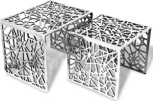 vidaXL 2-częściowy stolik boczny kwadratowy z aluminium, srebrny 1