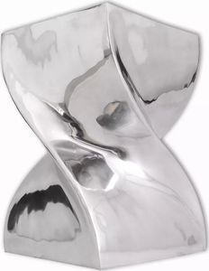 vidaXL Taboret/Stolik boczny o skręconym kształcie z aluminium, srebrny 1