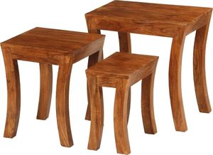 vidaXL 3 stoliki wsuwane pod siebie, drewno akacjowe, 50x35x50cm, brąz 1