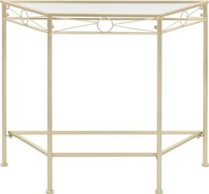 vidaXL Stolik boczny w stylu vintage, metalowy, 87 x 34 x 73 cm, złoty 2