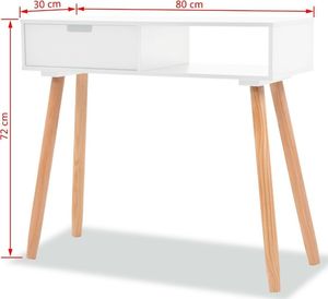 vidaXL Stolik typu konsola, drewno sosnowe, 80x30x72 cm, biały 6