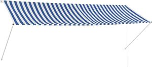 vidaXL Markiza zwijana, 350 x 150 cm, biało-niebieska 1
