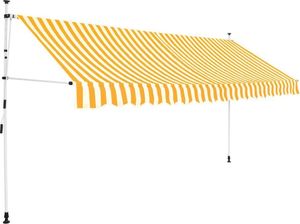 vidaXL Markiza zwijana ręcznie, 400 cm, żółto-białe pasy 1
