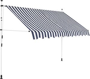 vidaXL Markiza zwijana ręcznie, 300 cm, niebiesko-białe pasy 1